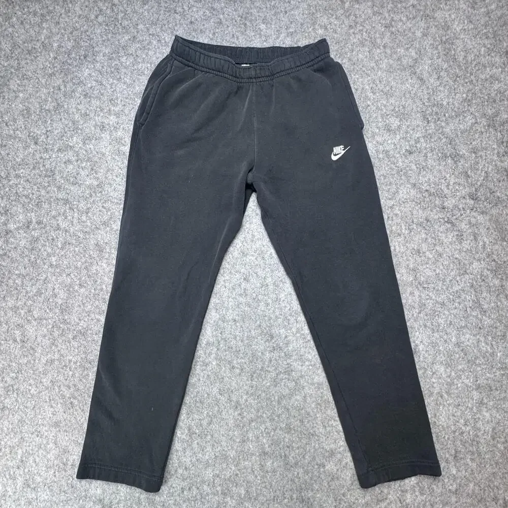 Nike Sweatpants Mens Small Black Fleece Elastic Waist Jogger Pockets Logo